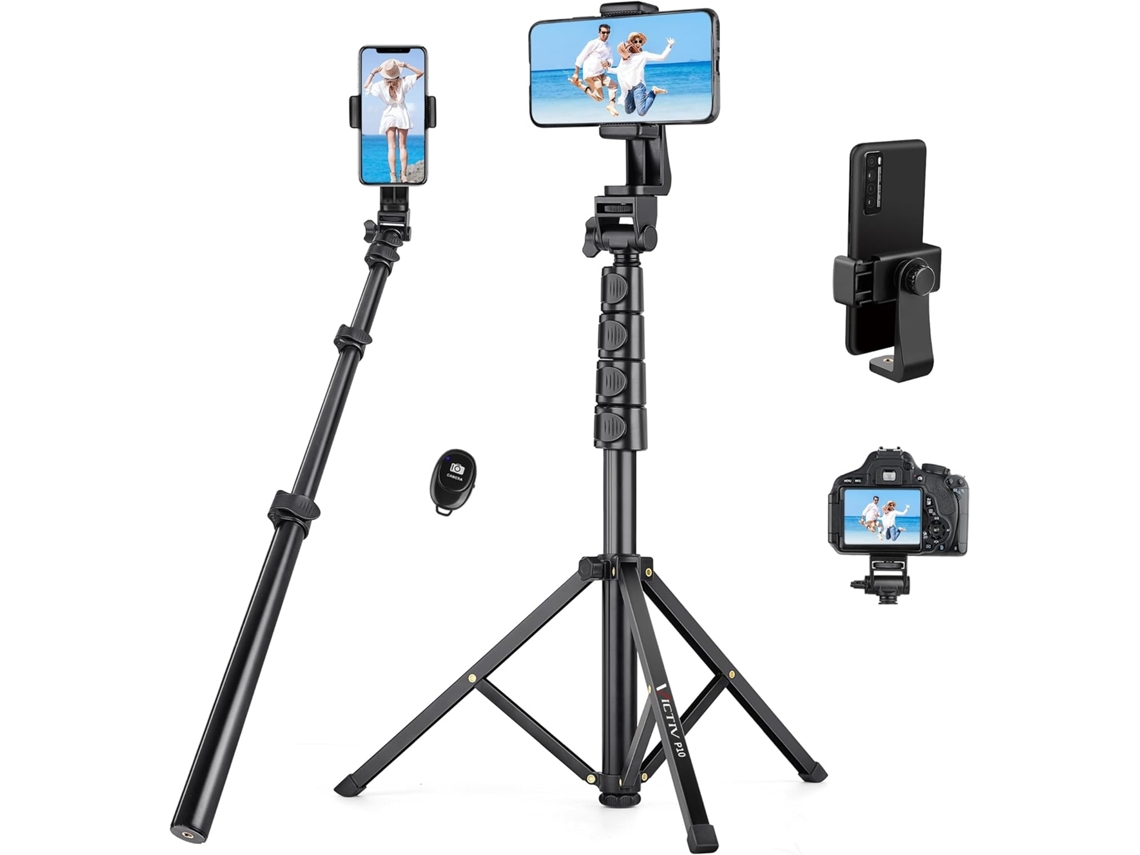 Lurelia Tripé Para Selfie Com Controlo Remoto, Extensível, Até 178 Cm, Rotação 360°, Para Telemóvel, Em Liga De Alumínio