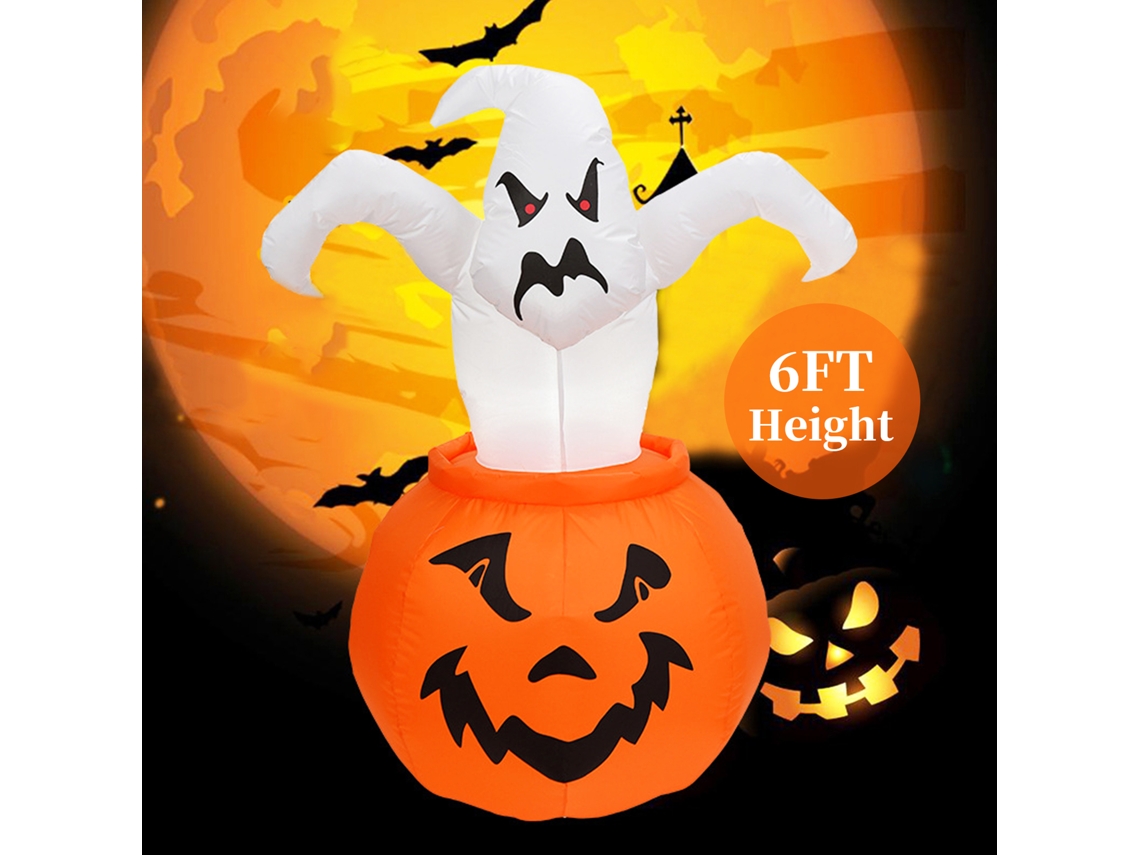Laxiscreed Abóbora Inflável De 6ft Com Leds Para Decoração De Halloween No Jardim