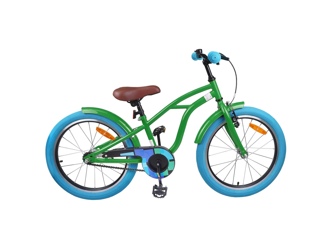 Vidaxl Bicicleta Infantil 18 Polegadas Para 5-7 Anos Verde