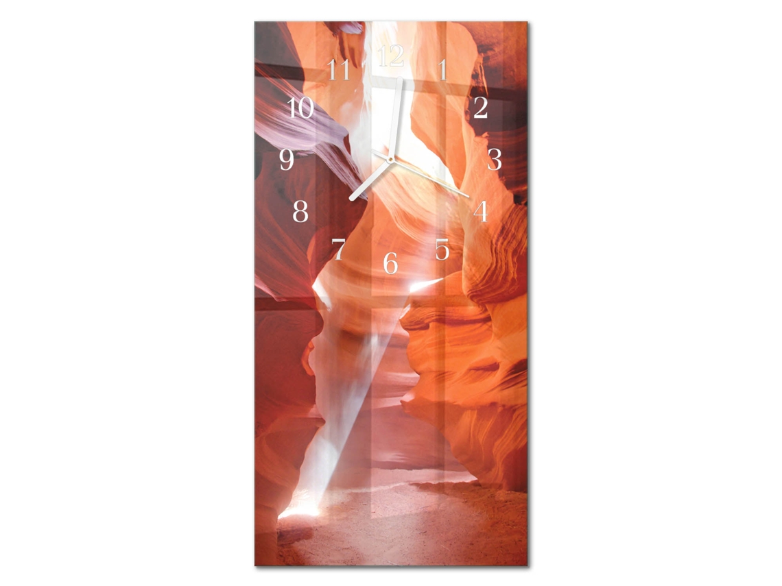 Relógio De Parede De Vidro Laranja Espelharte (30x60 Cm)