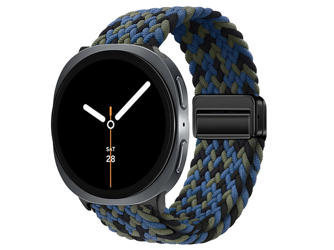 Pulseira Desportiva Elástica Em Nylon Entrançado Para Samsung Galaxy Watch 9 40mm 44mm, Com Fecho Magnético. Camuflagem Azul Hexinyigjly