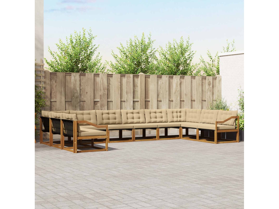 Vidaxl Conjunto De Sofás Para Exterior 10 Unid. Natural E Bege
