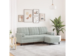Vidaxl Sofá De 3 Lugares Com Apoio De Pés 180 Cm Veludo Cinzento-claro