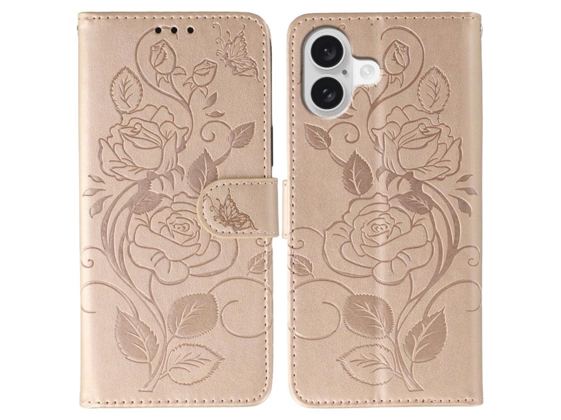 Capa Para Iphone 17 Em Couro Com Estampa De Borboletas Rosa