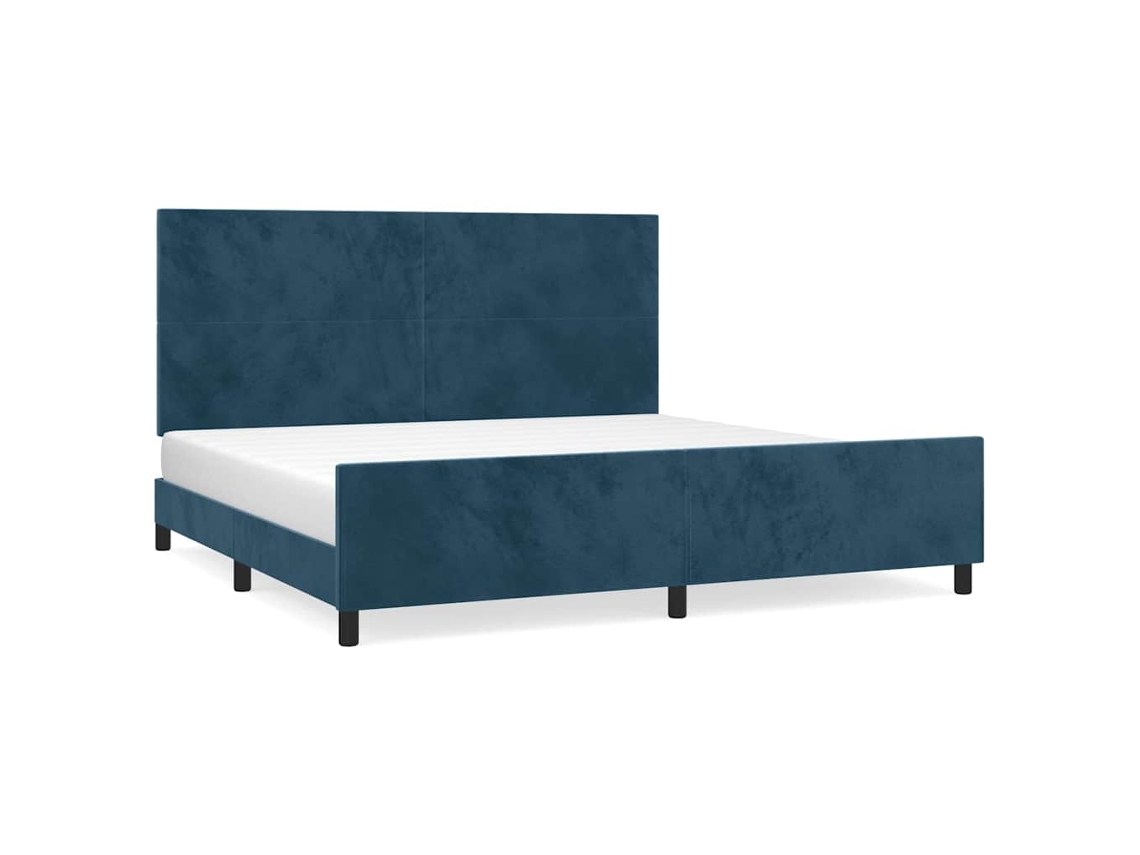 Estrutura de Cama sem Colchão 200x200 Cm Veludo Azul escuro MAISON EXCLUSIVE