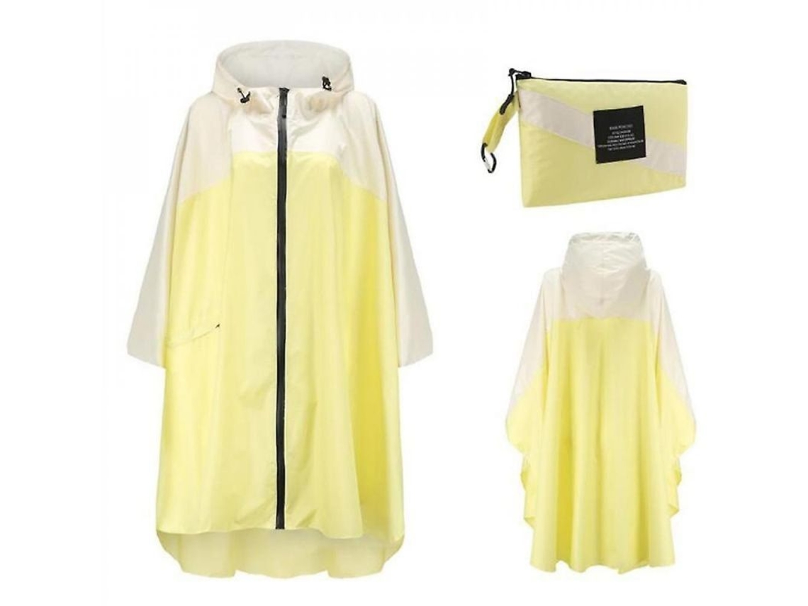 Impermeável Portátil De Tela Para Adultos, Poncho Reutilizável Com Capuz E Mangas Leve Vcq Amarillo