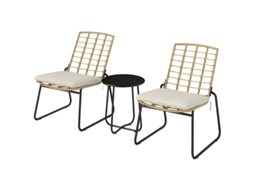 Conjunto Rattan 3 Peças Cadeiras Empilháveis Mesa VELTRIX