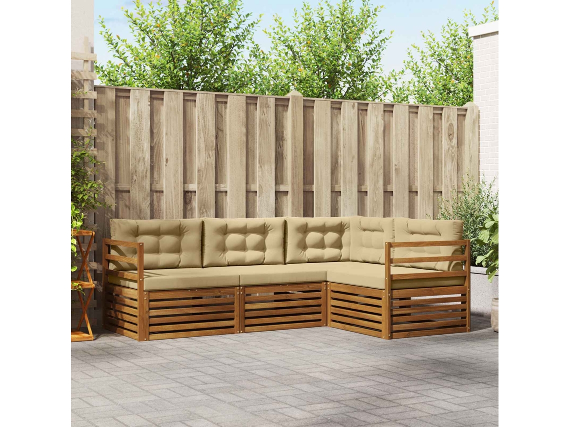 Vidaxl Conjunto De Sofás Para Exterior 4 Pcs Natural E Bege