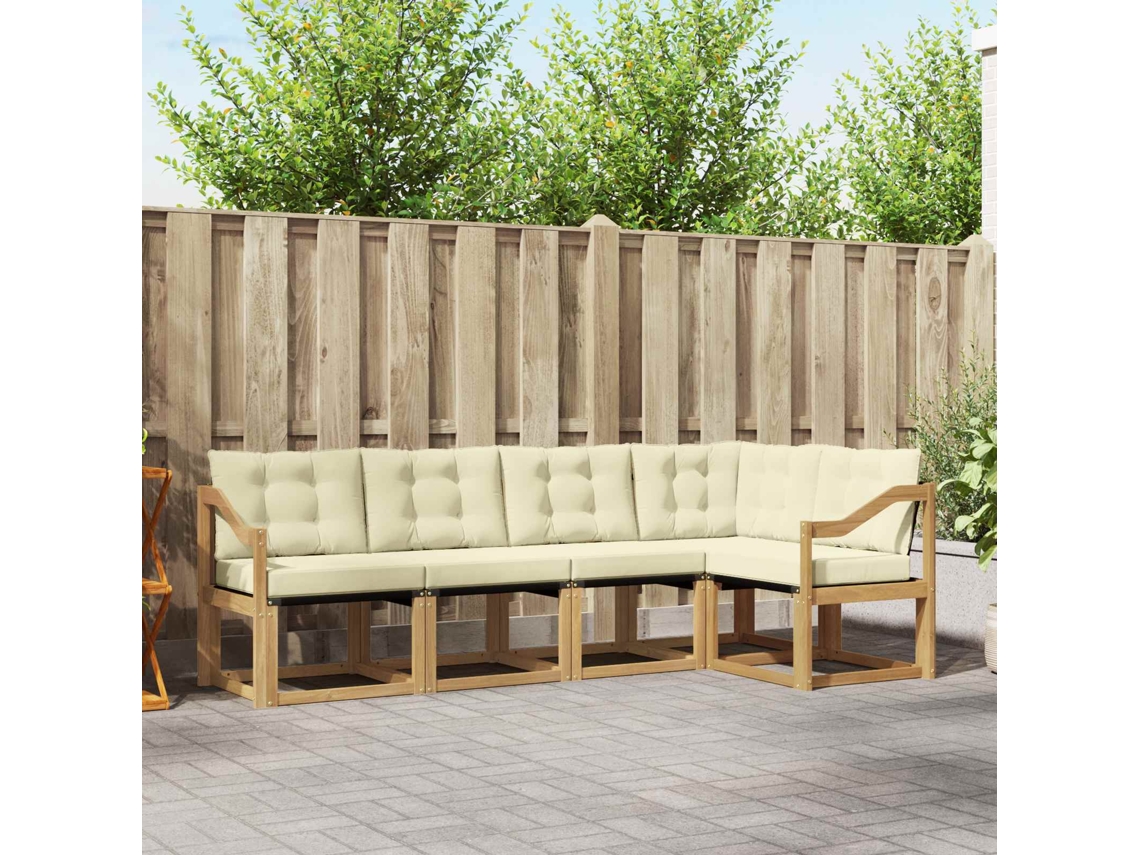 Vidaxl Conjunto De Sofás Para Exterior 5 Unid. Branco E Creme