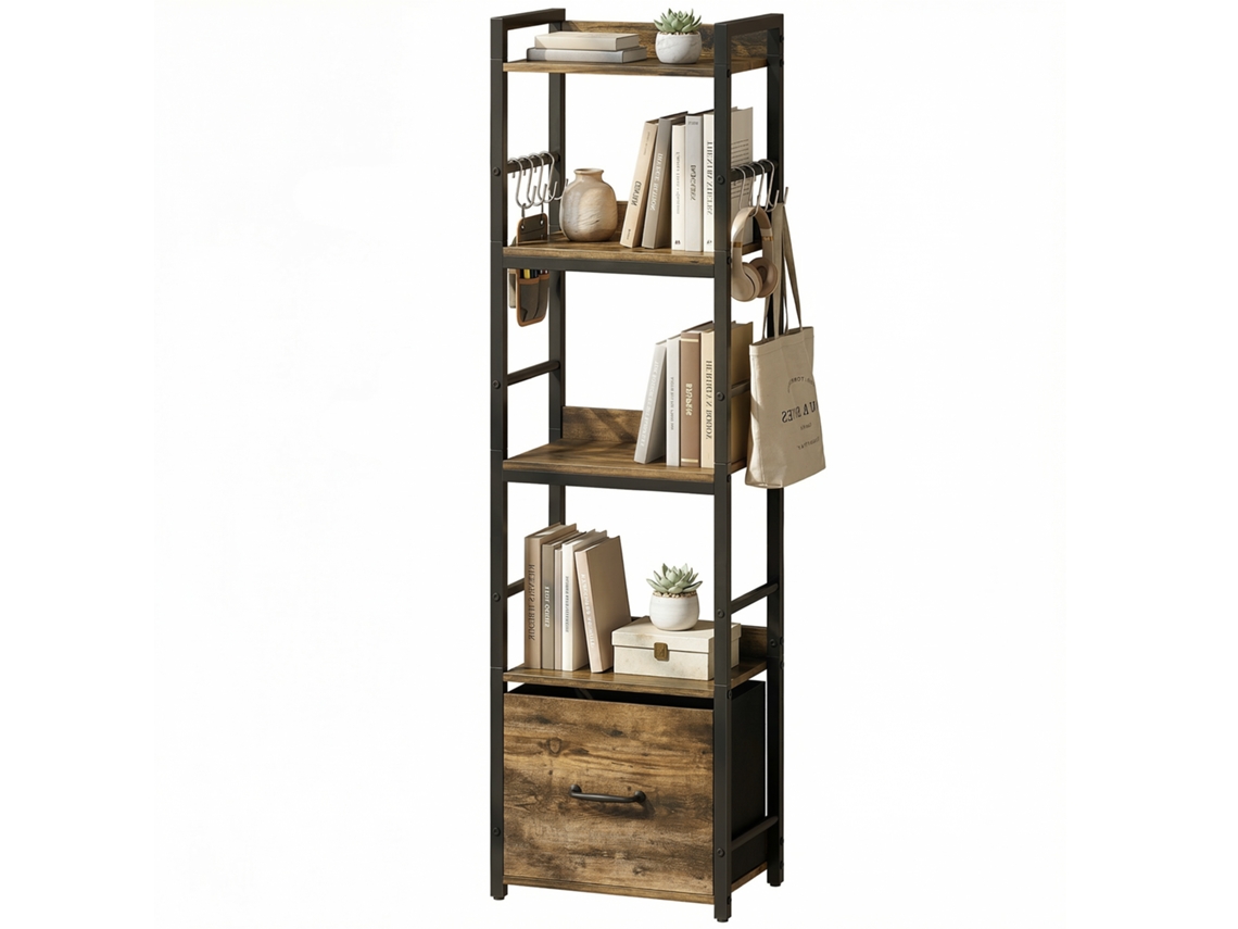 Biblioteca com 4 Nichos, 39 X 26 X 136,5 Cm, Marrom Enferrujado ORBITRA COMMERCE