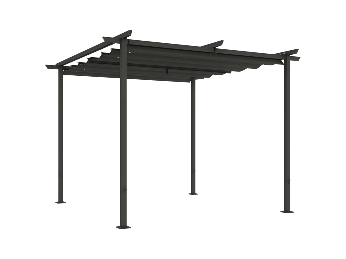 Pérgola de jardim com telhado ajustável, estrutura metálica, proteção UPF30+, toldo solar, 3x3 m, cinza | S/MARCA