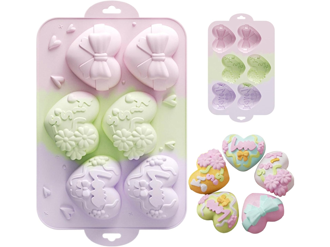 Forma De Silicone Em Formato De Coração Com Relevo Alimentos.