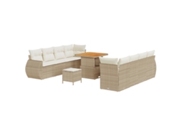 Conjunto 11 Conjunto De Sofá Modular Vidaxl Bege Vime Pe (80 X 80 X 71 Cm)