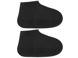 Botas de chuva impermeáveis reutilizáveis para mulheres e homens, acessório para calçados ao ar livre, pretas