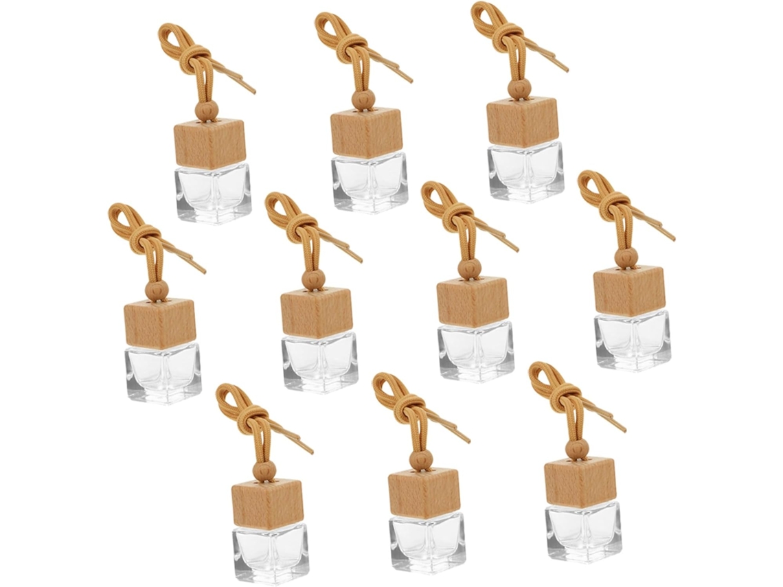 Conjunto De 10 Frascos De Perfume Para Carro Para Pendurar, 8ml, Transparentes, Com Tampa Quadrada.