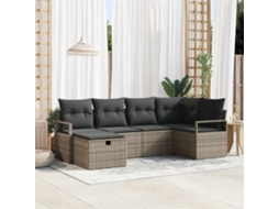 Vidaxl Conjunto De Sofá De Jardim 6 Unid. Cinzeto Vime Pe