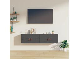Mobiliário De Cozinha | Armários De Parede 2 Pcs 60x30x30 Cm Pinho Maciço Cinzento Lovely Home