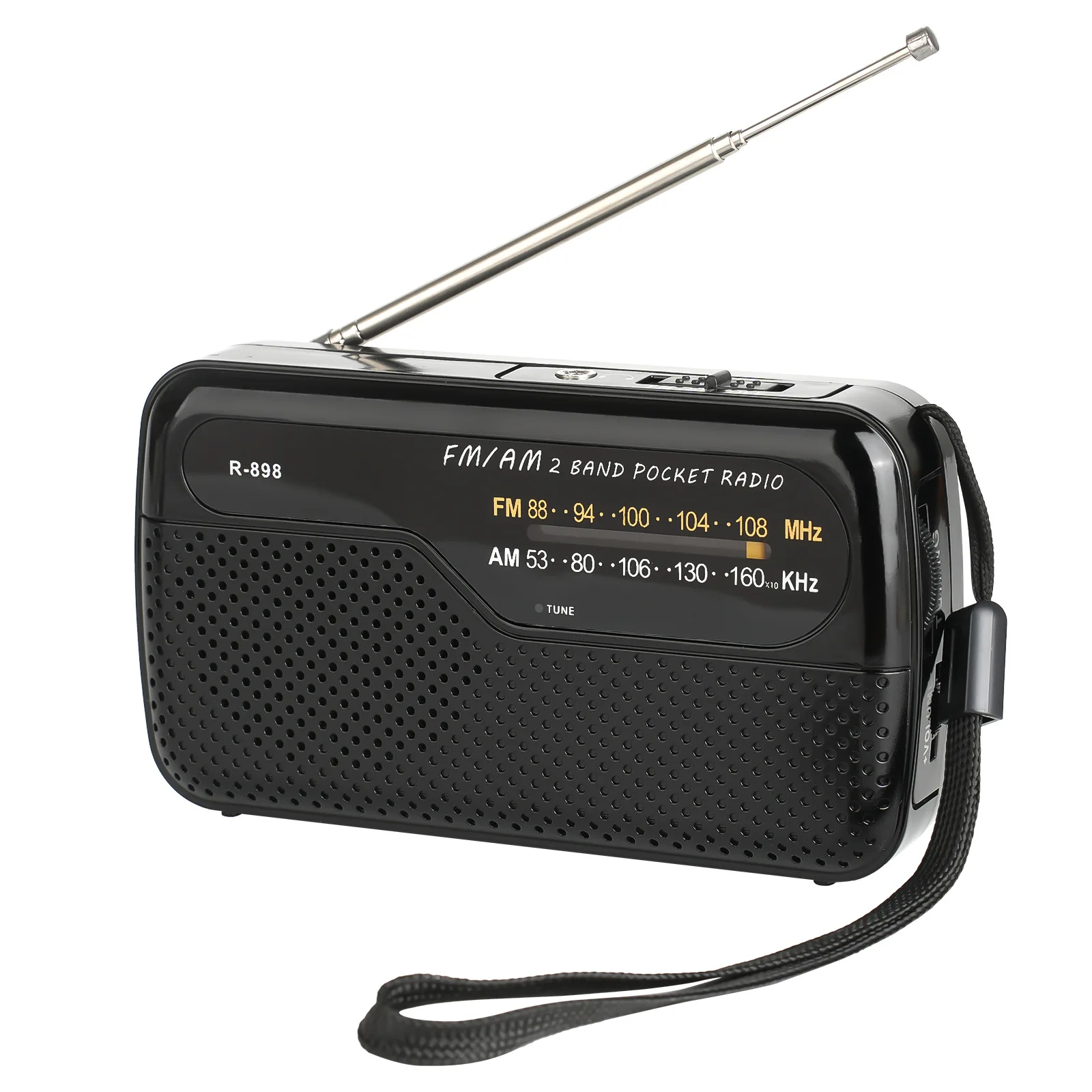 Fm/am Rádio, Alimentado por Bateria, Alta Sensibilidade, Alto falante Embutido, com Antena Rotativa, 3, 5 Mm para Fone de Ouvido MDUG (preto)