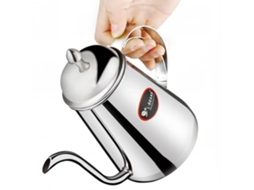 KOFIHETY Chaleira de aço inoxidável com bico de despejo preciso para café e chá, 600 ml, para casa, prata