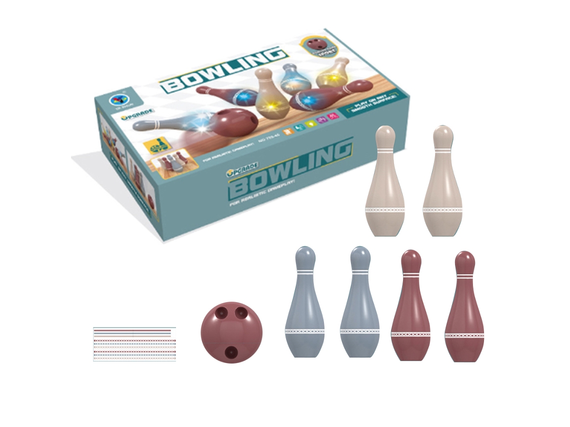 Primerox conjunto de Boliche Infantil com Luz 6 Pinos e 1 Bola Brinquedo para Crianças Meninos e Meninas