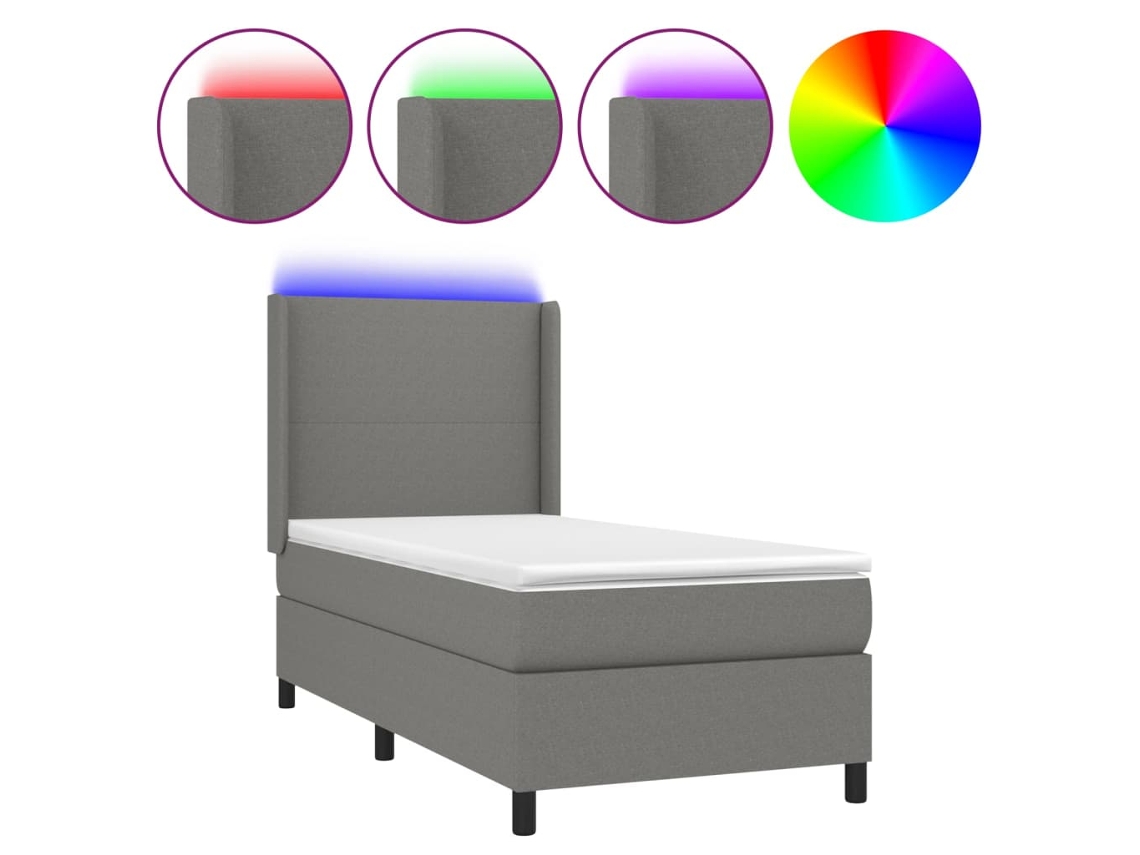 Box Spring Bed, Box Spring Beds Vidaxl Cinzeto Tecido (90 X 190 Cm)
