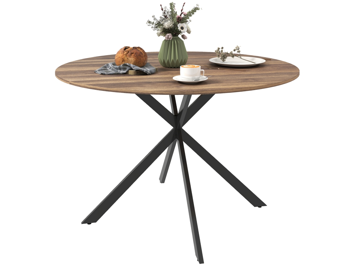 Mesa de refeição redonda para 4 pessoas com estrutura de aço Ø 120x75 cm marrom | S/MARCA