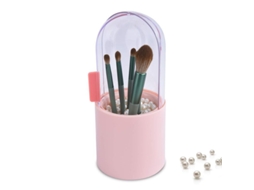 Porta Brochas de Maquilhagem com Tapa Deslizante e Perlas Brancas, Grande Rosa S/MARCA
