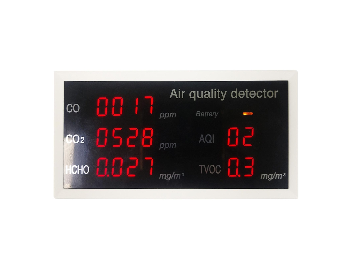 Monitor de qualidade do ar com detector de formaldeído, gás e medidor de temperatura e umidade. Brilvibera