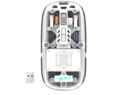 Mouse transparente Bluetooth Semi Fio MDUG com 3 modos, 2,4 GHz, recarregável via USB (branco)