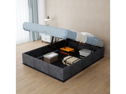 Lit Double 140x200 cm style moderne coffre à gaz velours gris sans tête de lit sans matelas VSOGA