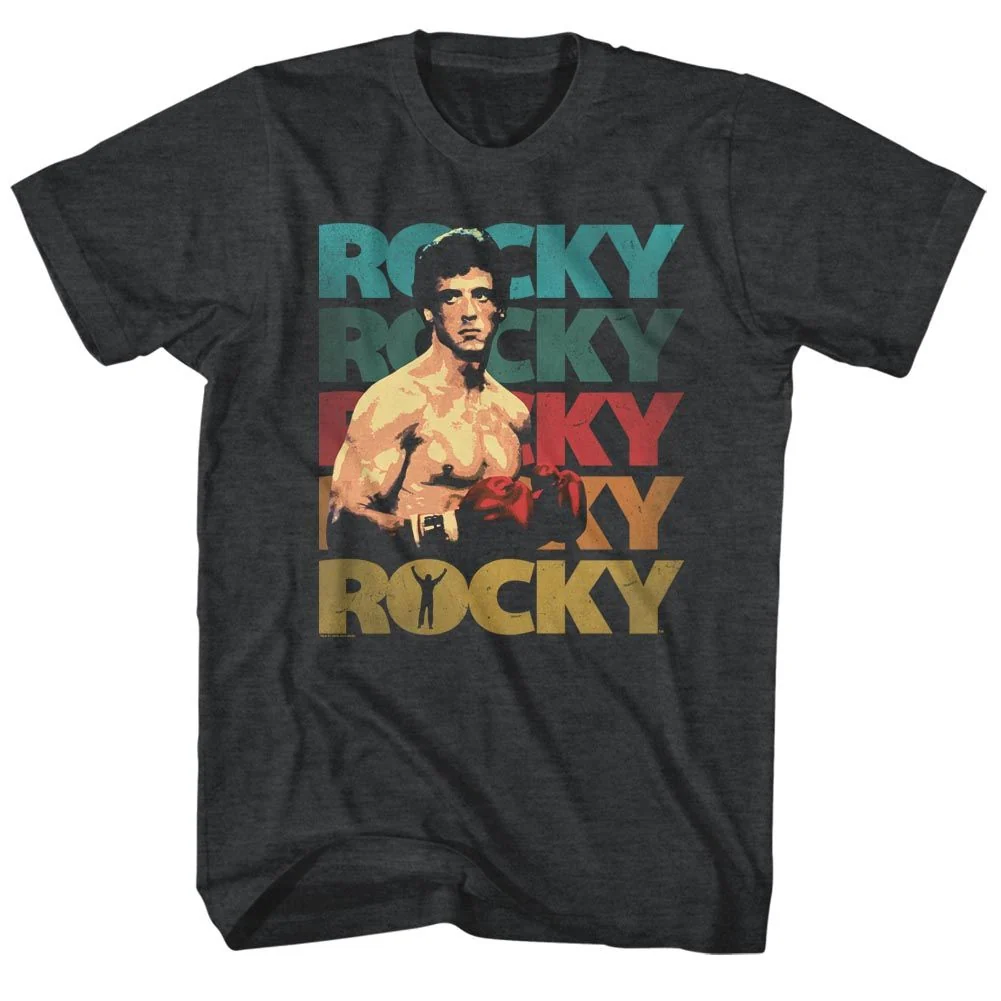 Rockinstone Rocky Movie 70's Color Heather Black Adult T-shirt Size:s