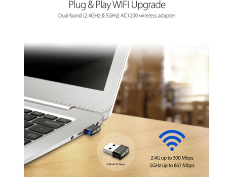 Placa de Rede ASUS Wi-Fi AC1200 Dual Band USB-AC53 NANO — USB 2.0 | Dual Band
