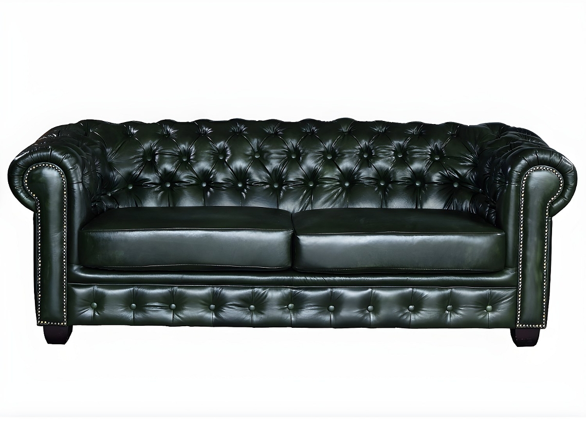 Sofá Fixo Brenton LINEA (Verde Pinho - Pele - 201x96x73 cm)