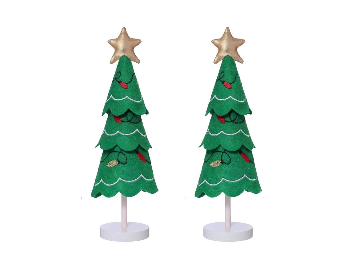 Enfeite De Natal De Tecido Quente Com Base De Madeira Resistente E Luzes Bordadas Para Decoração Sazonal. Loja Olysi