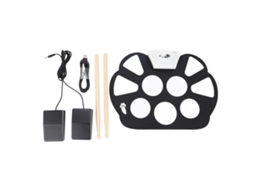 Conjunto de bateria eletrônica portátil de silicone enrolável para crianças.