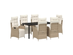 Maison Exclusive - Conjunto De Jantar Para Jardim Com Almofada 7 Pcs Bege Vime Pe