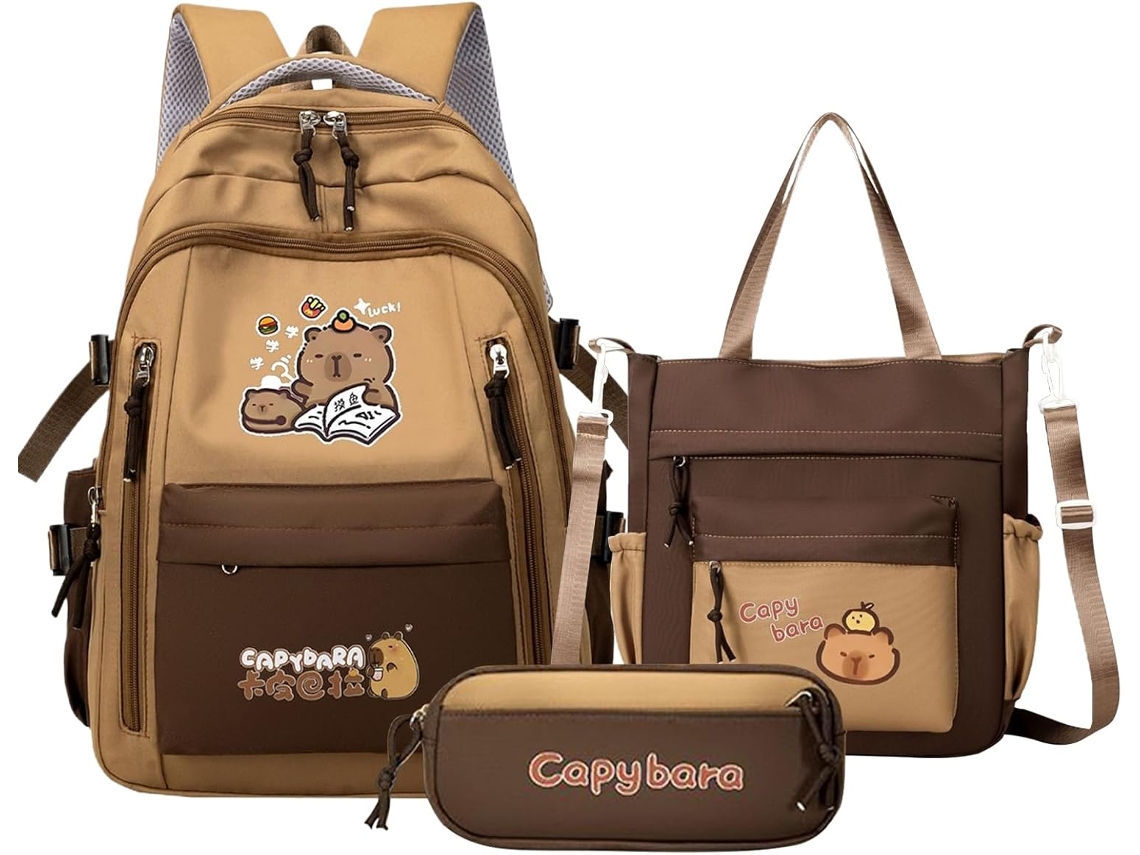 Mochila Capivara | Mochila Capivara De Desenho Animado Para Escola | Acessórios De Estudo Gokoco