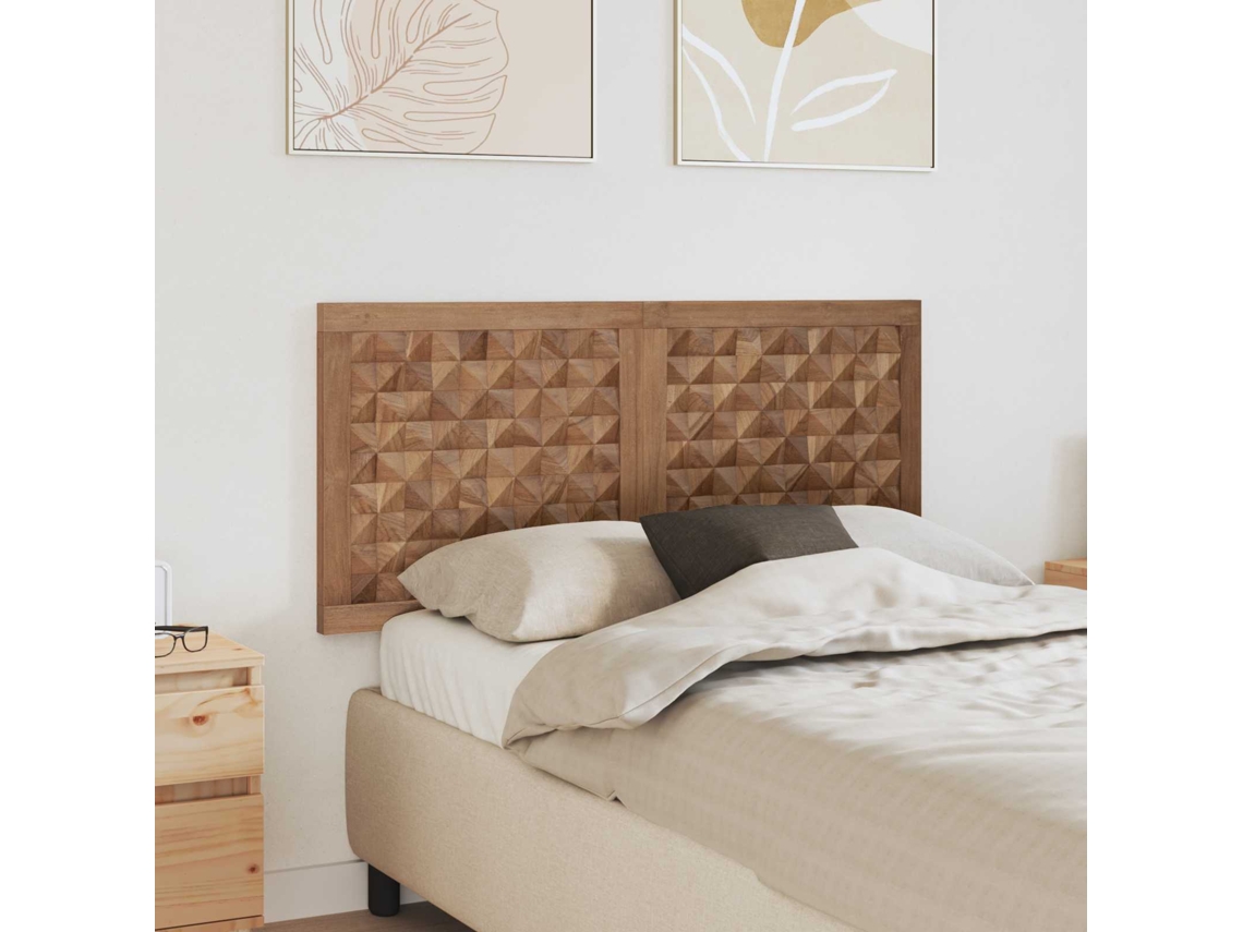 Vidaxl Cabeceira De Cama Natural Madeira De Teca Sólida