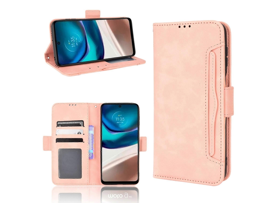 Capa De Celular Em Couro Com Textura De Bezerro E Toque Aveludado Para Motorola Moto G42 Com Compartimentos Para Cartões.
