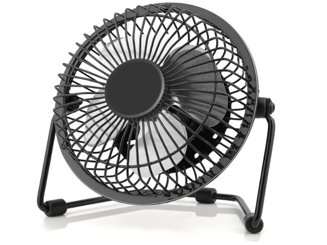 Ventilador de mesa USB pequeno de 4 polegadas, construção metálica, fluxo forte e ângulo de inclinação ajustável de 360° Yizhood (preto)