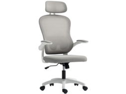 Cadeira De Escritório Ergonômica Com Encosto Em Tela, Altura Ajustável, Apoios De Braço Dobráveis, 5 Rodízios, Função De Balanço, Cinza