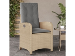 Cadeira Jardim Reclinável Com Almofadões Vime Pe Bege Misturado Dkd Home Decor