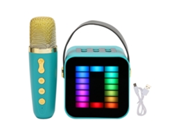 Máquina De Karaokê Mini Portátil Com Microfone E Alto-falante Bluetooth Rgb Verde