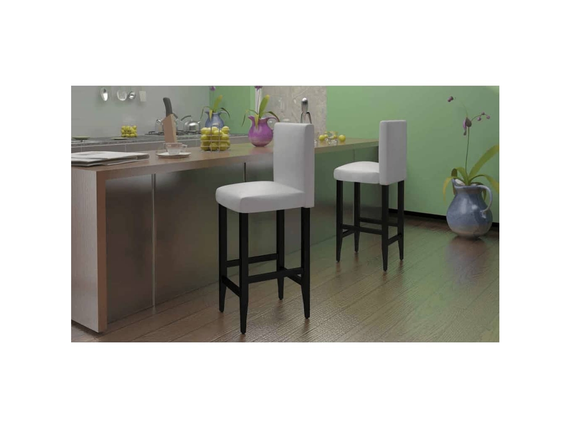 Vidaxl Bancos De Bar 6 Pcs Couro Artificial Branco