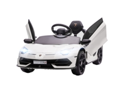 Carro Elétrico Infantil 12v (2 Motores, Controle Remoto 2.4g, Faróis, Buzina, Música, 3 5km/h, Branco)