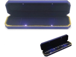 Caixa De Colar De Luxo, Organizador De Veludo Para Guardar Joias Com Luz Led, Azul Olysi Shop