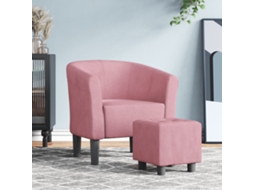 Vidaxl Poltrona Com Apoio De Pés Veludo Rosa