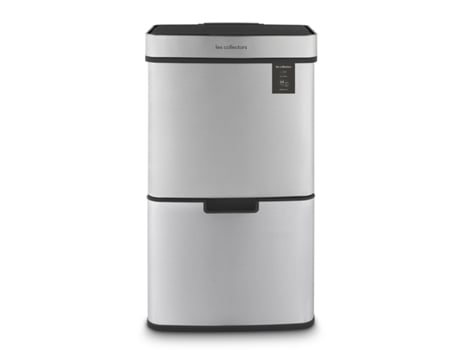 Les Collectors Balde Do Lixo para Reciclagem N°1010 64 L 3 Compartimentos Aço Inoxidável Auto-Enrolamento Silencioso