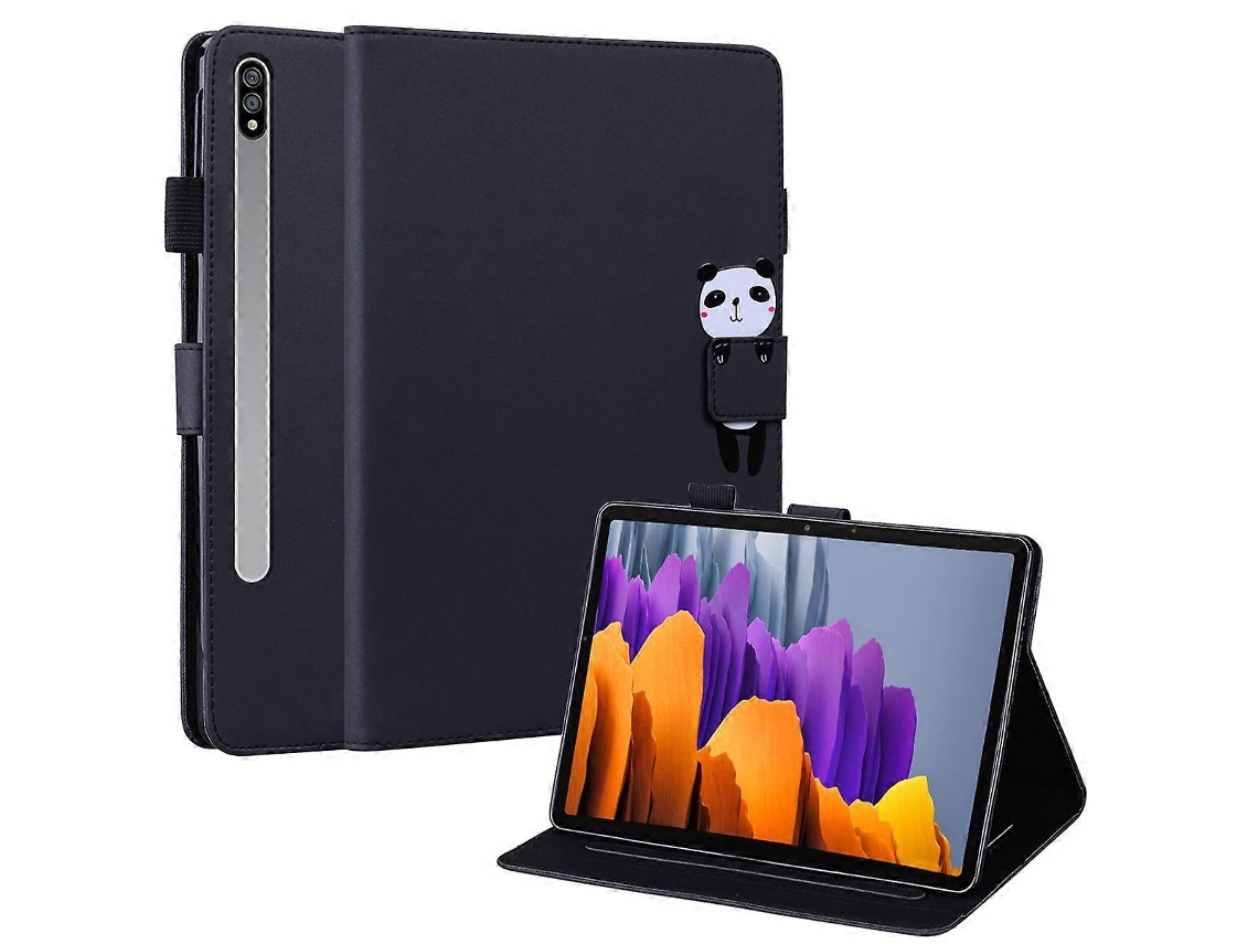 Capa de couro Hengrongshen para Samsung Galaxy Tab S8 com compartimentos para cartões, preta