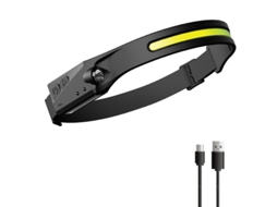Lanterna de Cabeça Usb Recarregável com Led, Cinco Modos de Luz Branca, Alta Eficiência, Resistente a Respingos, Pacote com 2 Unidades BRILVIBERA